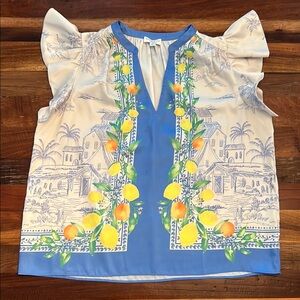 Floral Print Blouse with Ruffle Sleeves